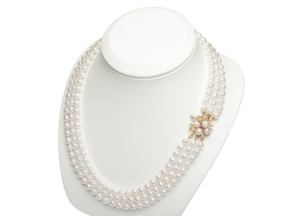 3-rzędowa kolia z pereł Akoya 6-6,5 mm KA3-65W-YG14DR-PFL 2