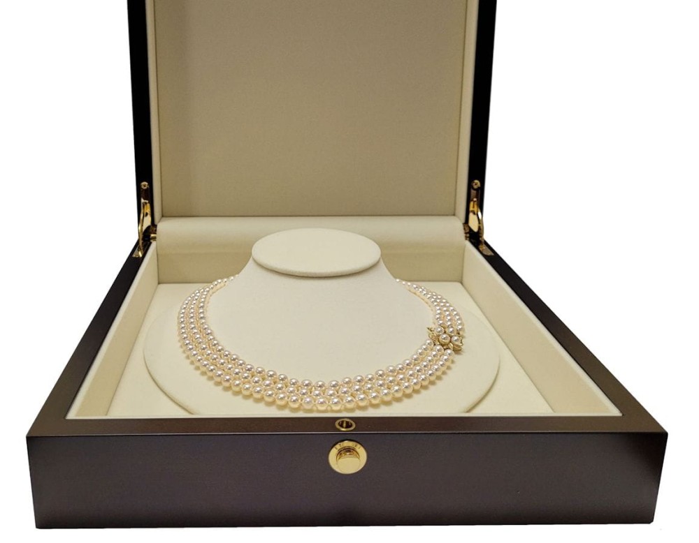 3-rzędowa kolia z pereł Akoya 6-6,5 mm KA3-65W-YG14DR-PFL 4