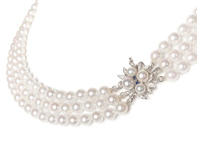 3-rzędowa kolia z pereł Akoya 6-6,5 mm (wzór PFL-WG)