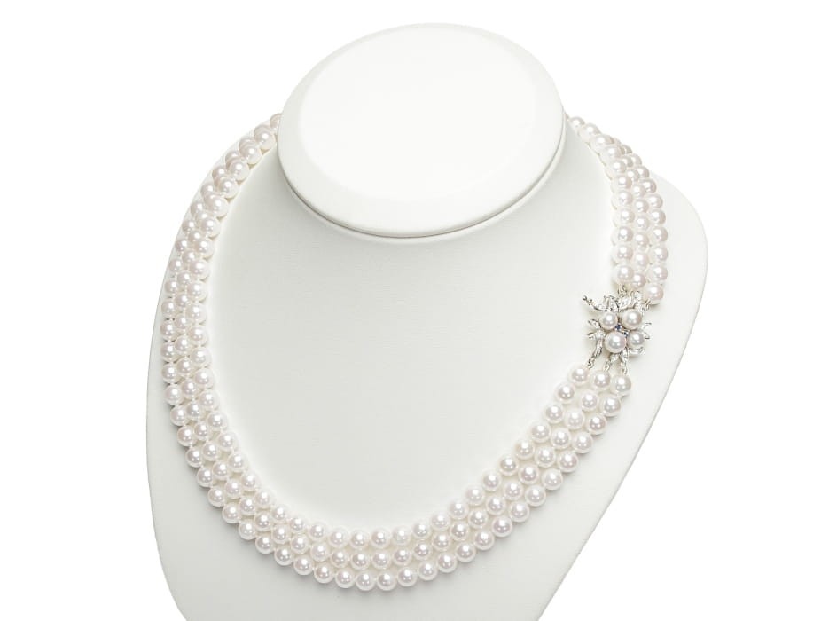 3-rzędowa kolia z pereł Akoya 6-6,5 mm KA3-65W-WG14DS-PFL 2