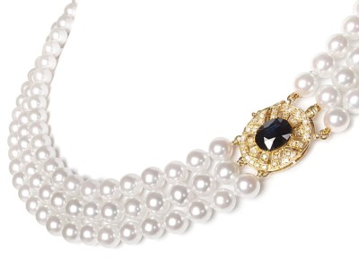 3-rzędowa kolia z pereł Akoya 6,5-7 mm (wzór GOVL-YG)