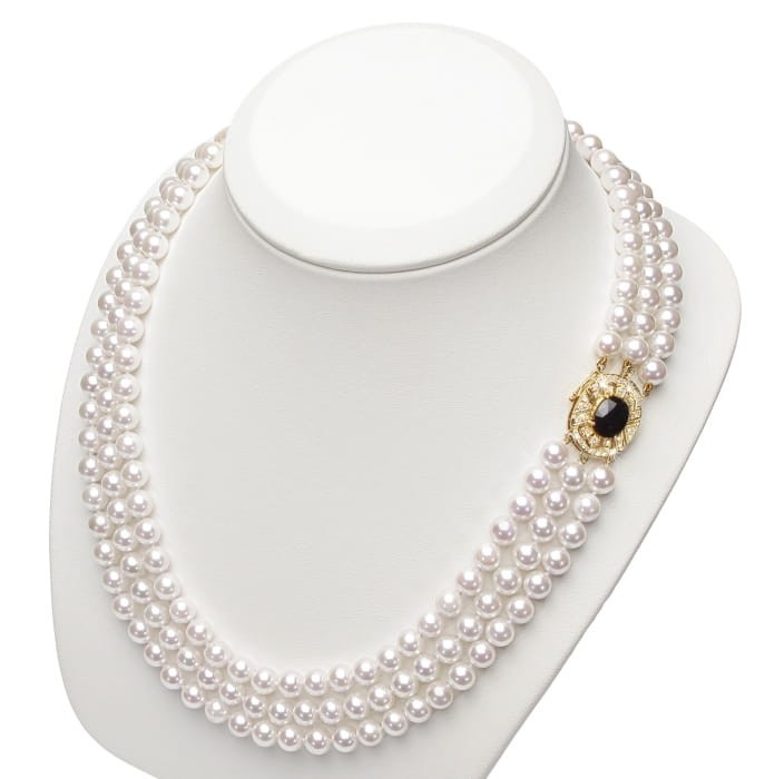 3-rzędowa kolia z pereł Akoya 6,5-7 mm KA3-70W-YG14DS-GOVL 2