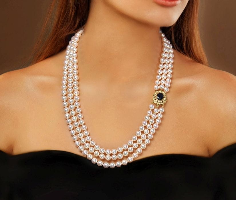 3-rzędowa kolia z pereł Akoya 6,5-7 mm KA3-70W-YG14DS-GOVL 3