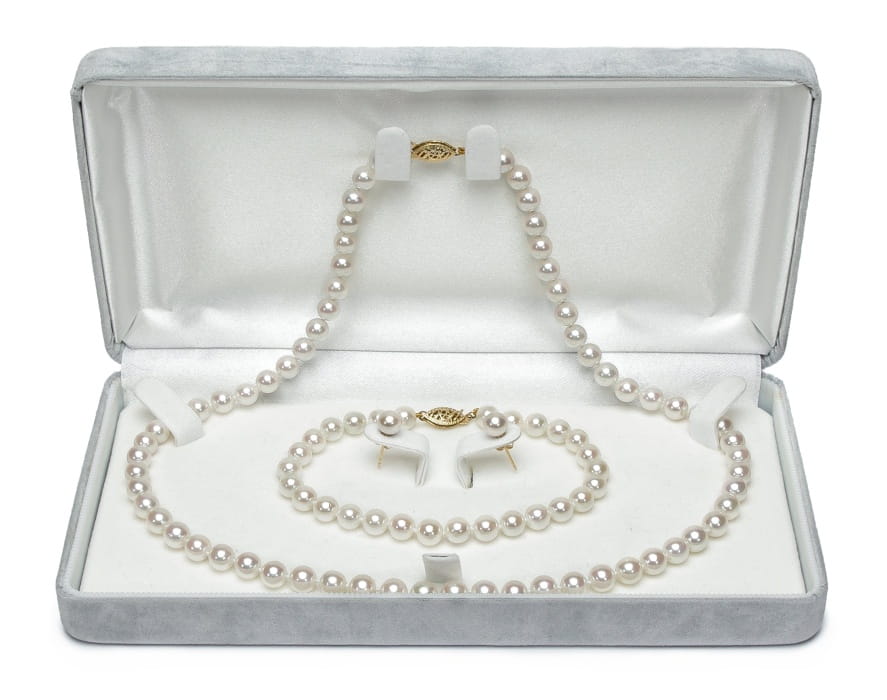 Komplet biżuterii z pereł Akoya 6-6,5 mm SANBE-65W-FCYG14-CSS