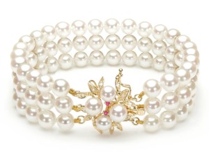 Bransoleta 3-rzędowa z perłami Akoya 6-6,5 mm (wzór PFL-YG)