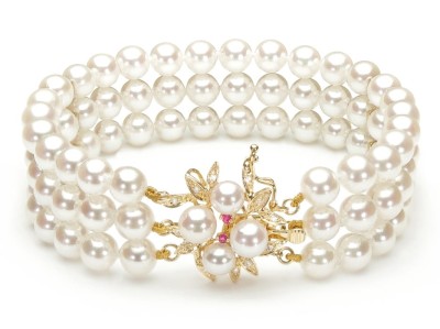 Bransoleta 3-rzędowa z perłami Akoya 6-6,5 mm (wzór PFL-YG)