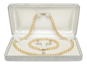 Komplet biżuterii ze złocistych pereł Akoya 6,5-7 mm (wzór CSS-YG)