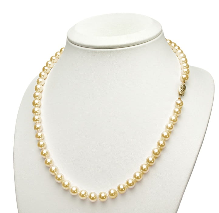 Komplet biżuterii ze złocistych pereł Akoya 6,5-7 mm SANBE-70G-FCYG14-CSS 2