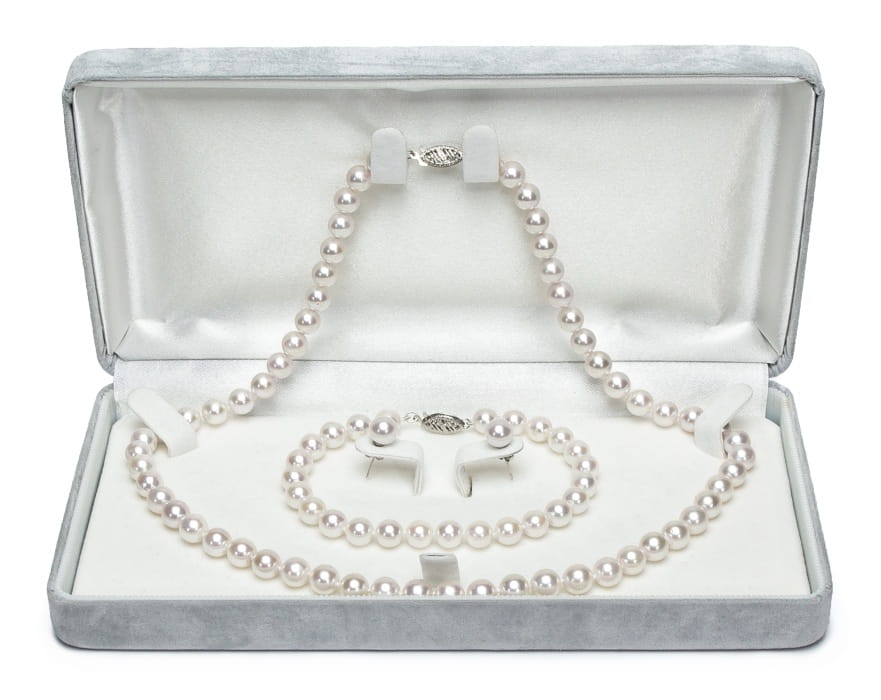 Komplet biżuterii z pereł Akoya 6,5-7 mm SANBE-70W-FCWG14-CSS